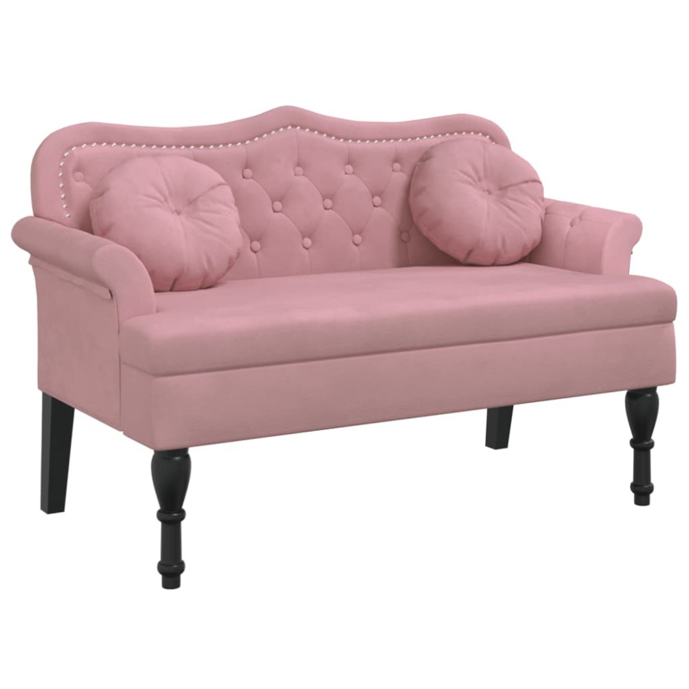 vidaXL Banchetă cu perne roz, 120,5x65x75 cm, catifea
