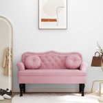 vidaXL Banchetă cu perne roz, 120,5x65x75 cm, catifea vidaXL Banchetă cu perne roz, 120,5x65x75 cm, catifea