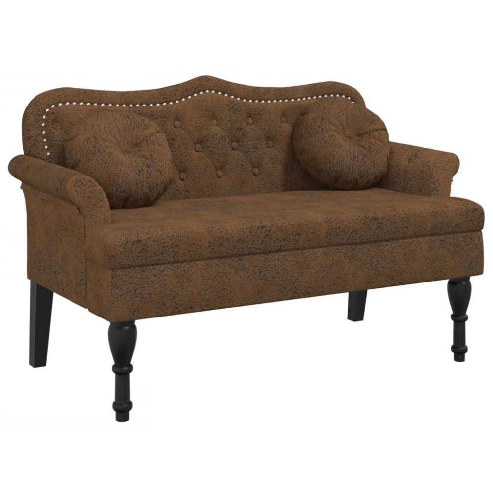 vidaXL Banchetă cu perne, maro, 120,5x65x75 cm, piele întoarsă eco