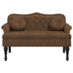 vidaXL Banchetă cu perne, maro, 120,5x65x75 cm, piele întoarsă eco vidaXL Banchetă cu perne, maro, 120,5x65x75 cm, piele întoarsă eco