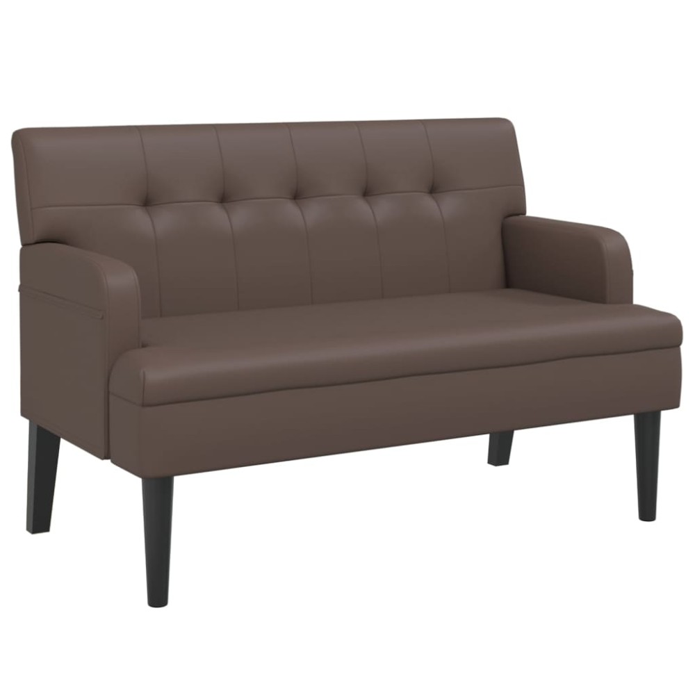 vidaXL Banchetă cu spătar, maro, 112x65,5x75 cm, piele ecologică