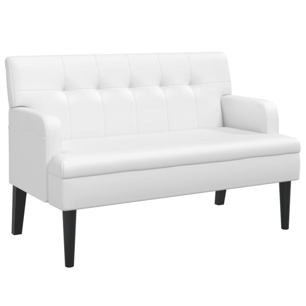 vidaXL Banchetă cu spătar, alb, 112x65,5x75 cm piele ecologică