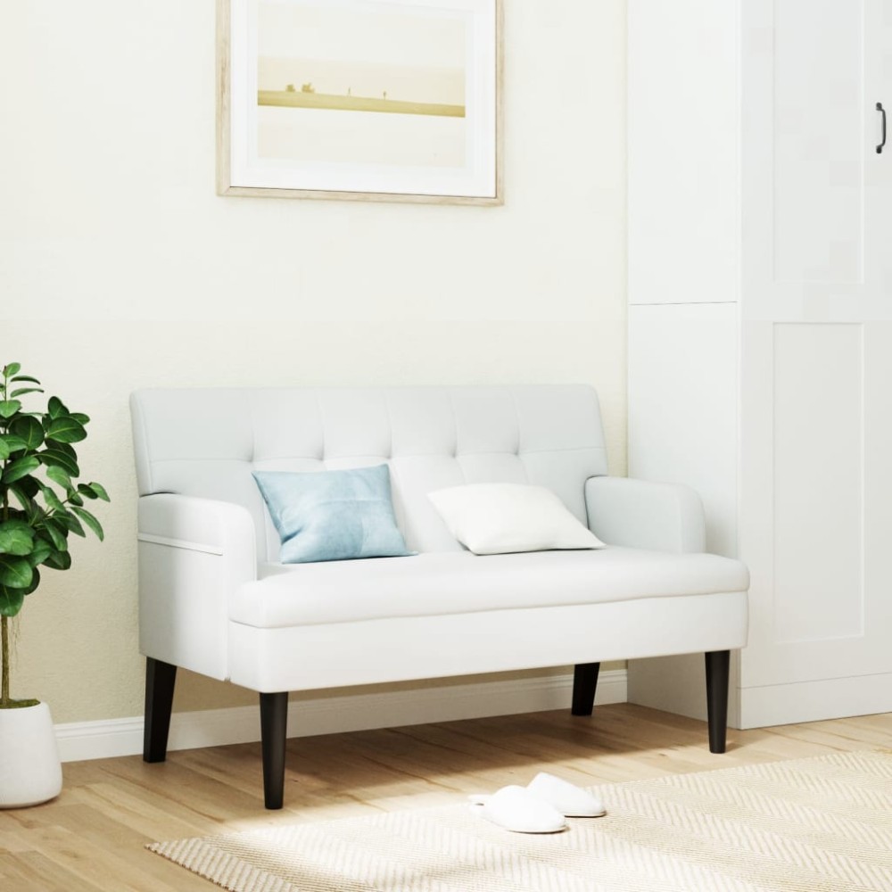 vidaXL Banchetă cu spătar, alb, 112x65,5x75 cm piele ecologică