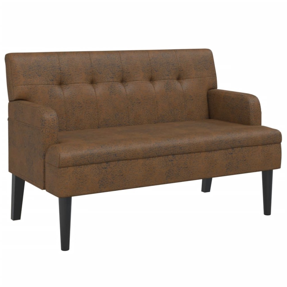 vidaXL Banchetă cu spătar maro 112x65,5x75 cm piele întoarsă ecologică