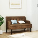 vidaXL Banchetă cu spătar maro 112x65,5x75 cm piele întoarsă ecologică vidaXL Banchetă cu spătar maro 112x65,5x75 cm piele întoarsă ecologică