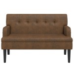 vidaXL Banchetă cu spătar maro 112x65,5x75 cm piele întoarsă ecologică vidaXL Banchetă cu spătar maro 112x65,5x75 cm piele întoarsă ecologică