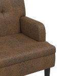vidaXL Banchetă cu spătar maro 112x65,5x75 cm piele întoarsă ecologică vidaXL Banchetă cu spătar maro 112x65,5x75 cm piele întoarsă ecologică