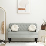 vidaXL Banchetă cu spătar, gri deschis, 119,5x64,5x75 cm, catifea vidaXL Banchetă cu spătar, gri deschis, 119,5x64,5x75 cm, catifea