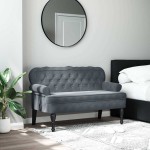 vidaXL Banchetă cu spătar, gri închis, 119,5x64,5x75 cm, catifea vidaXL Banchetă cu spătar, gri închis, 119,5x64,5x75 cm, catifea