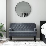 vidaXL Banchetă cu spătar, gri închis, 119,5x64,5x75 cm, catifea vidaXL Banchetă cu spătar, gri închis, 119,5x64,5x75 cm, catifea