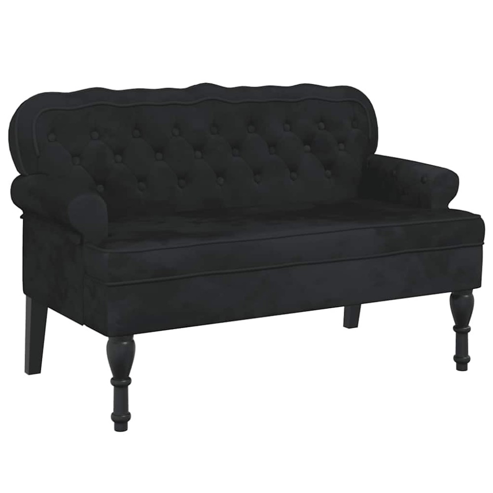 vidaXL Banchetă cu spătar, negru, 119,5x64,5x75 cm, catifea