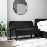 vidaXL Banchetă cu spătar, negru, 119,5x64,5x75 cm, catifea vidaXL Banchetă cu spătar, negru, 119,5x64,5x75 cm, catifea