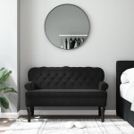 vidaXL Banchetă cu spătar, negru, 119,5x64,5x75 cm, catifea vidaXL Banchetă cu spătar, negru, 119,5x64,5x75 cm, catifea