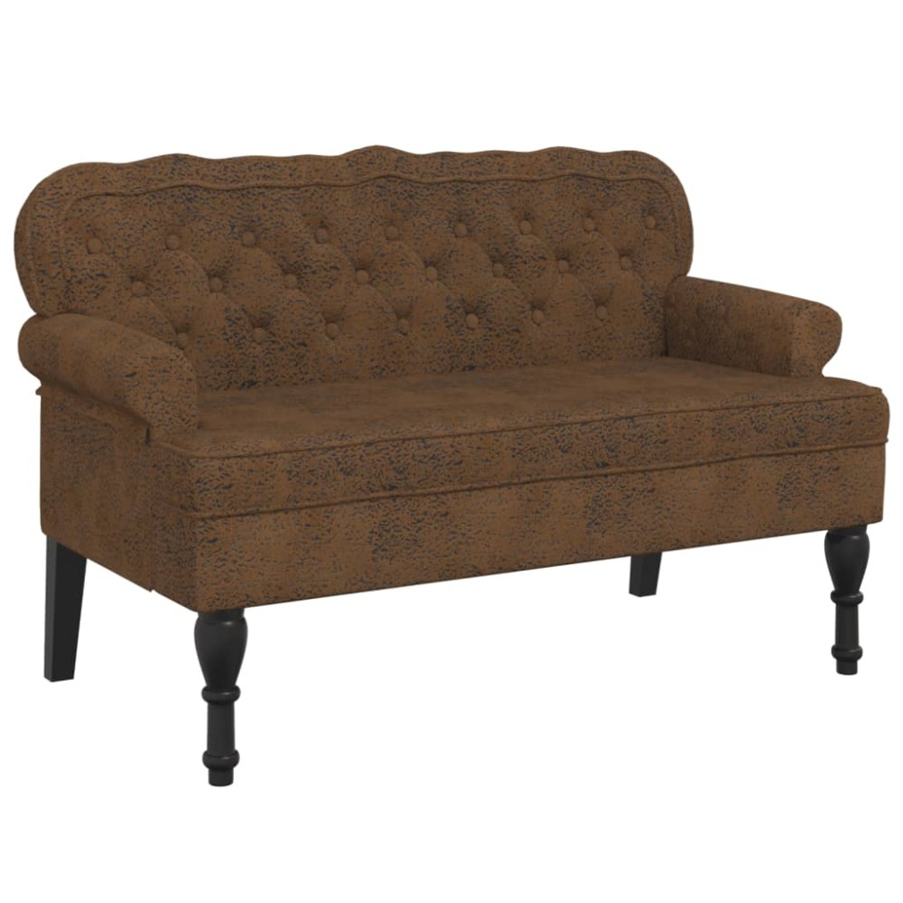 vidaXL Banchetă cu spătar maro 119,5x64,5x75 cm piele întoarsă eco.
