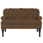 vidaXL Banchetă cu spătar maro 119,5x64,5x75 cm piele întoarsă eco. vidaXL Banchetă cu spătar maro 119,5x64,5x75 cm piele întoarsă eco.