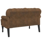vidaXL Banchetă cu spătar maro 119,5x64,5x75 cm piele întoarsă eco. vidaXL Banchetă cu spătar maro 119,5x64,5x75 cm piele întoarsă eco.