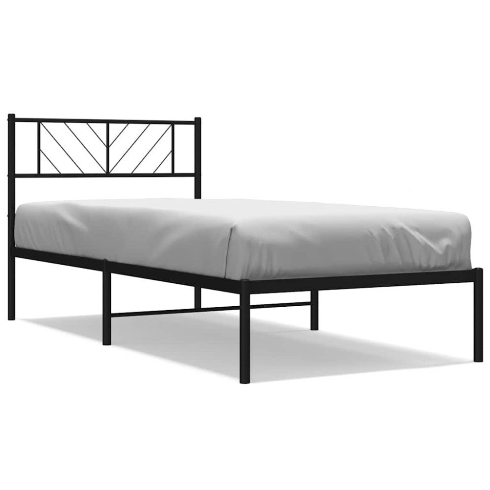 vidaXL Cadru de pat din metal cu tăblie, negru, 100x200 cm