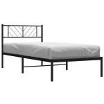 vidaXL Cadru de pat din metal cu tăblie, negru, 100x200 cm