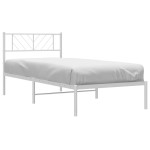 vidaXL Cadru de pat din metal cu tăblie, alb, 100x200 cm