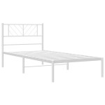 vidaXL Cadru de pat din metal cu tăblie, alb, 100x200 cm