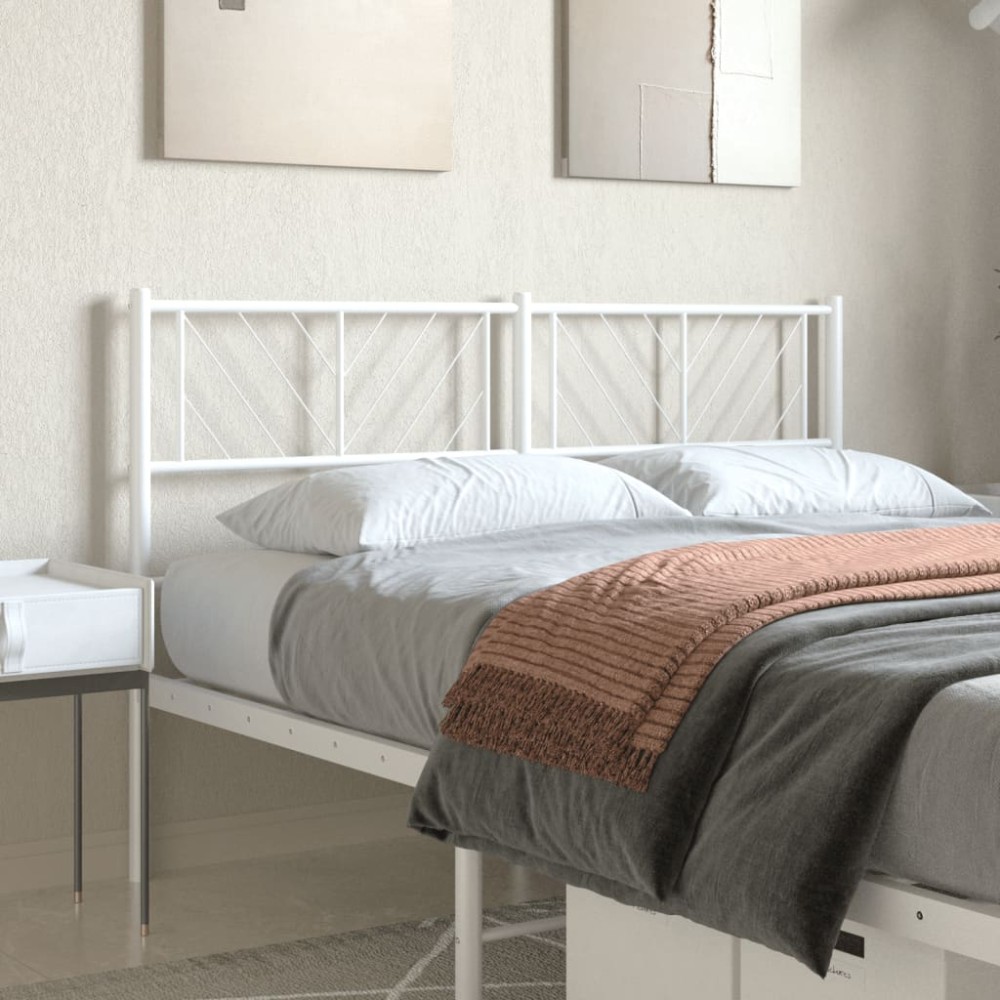 vidaXL Tăblie de pat metalică, alb, 120 cm