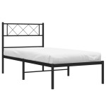vidaXL Cadru de pat din metal cu tăblie, negru, 107x203 cm