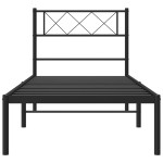 vidaXL Cadru de pat din metal cu tăblie, negru, 107x203 cm