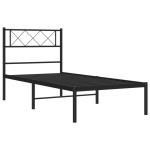 vidaXL Cadru de pat din metal cu tăblie, negru, 107x203 cm