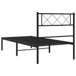 vidaXL Cadru de pat din metal cu tăblie, negru, 107x203 cm