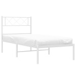 vidaXL Cadru de pat din metal cu tăblie, alb, 100x200 cm
