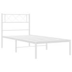vidaXL Cadru de pat din metal cu tăblie, alb, 100x200 cm