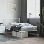 vidaXL Cadru de pat din metal cu tăblie, alb, 107x203 cm