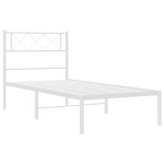 vidaXL Cadru de pat din metal cu tăblie, alb, 107x203 cm