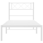 vidaXL Cadru de pat din metal cu tăblie, alb, 107x203 cm