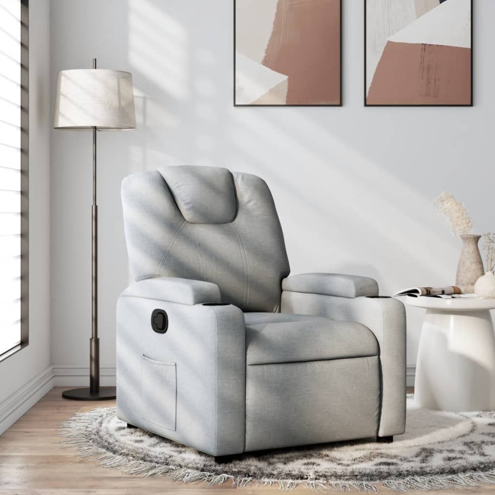 vidaXL Fotoliu rabatabil, gri deschis, material textil