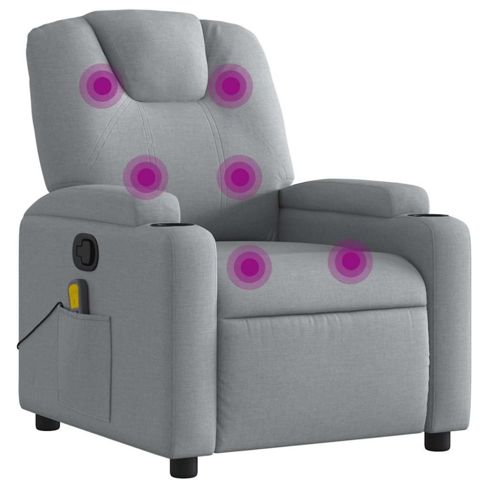 vidaXL Fotoliu de masaj rabatabil, gri deschis, textil