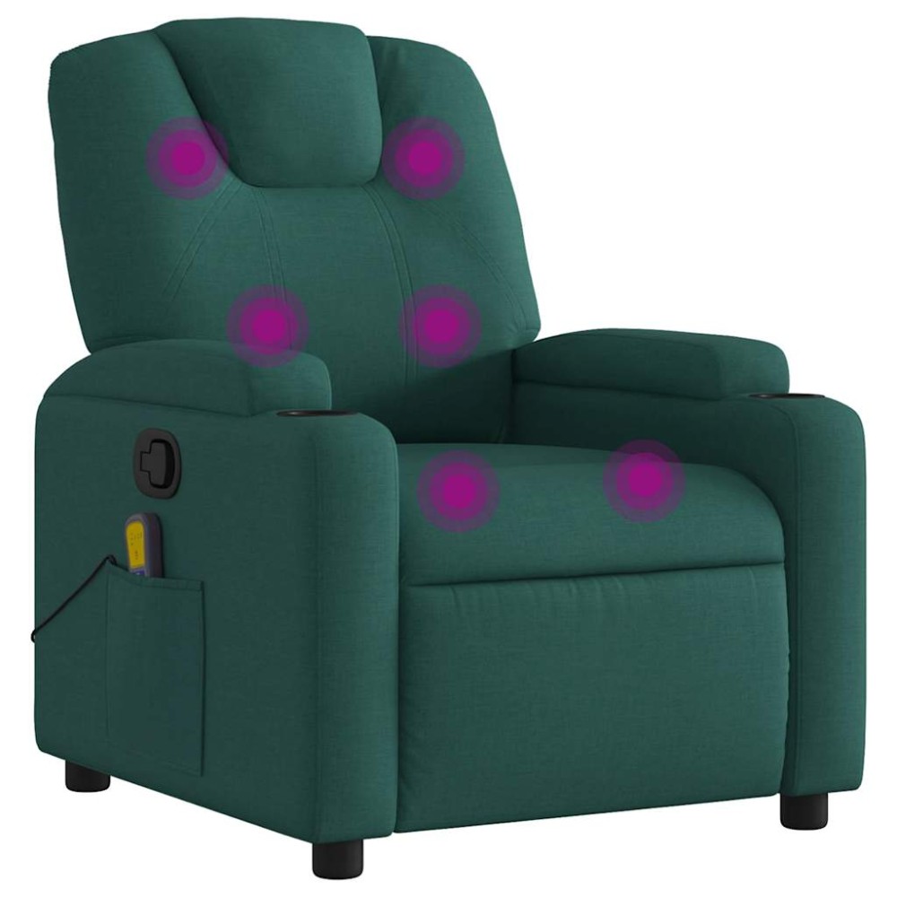 vidaXL Fotoliu de masaj rabatabil, verde închis, material textil