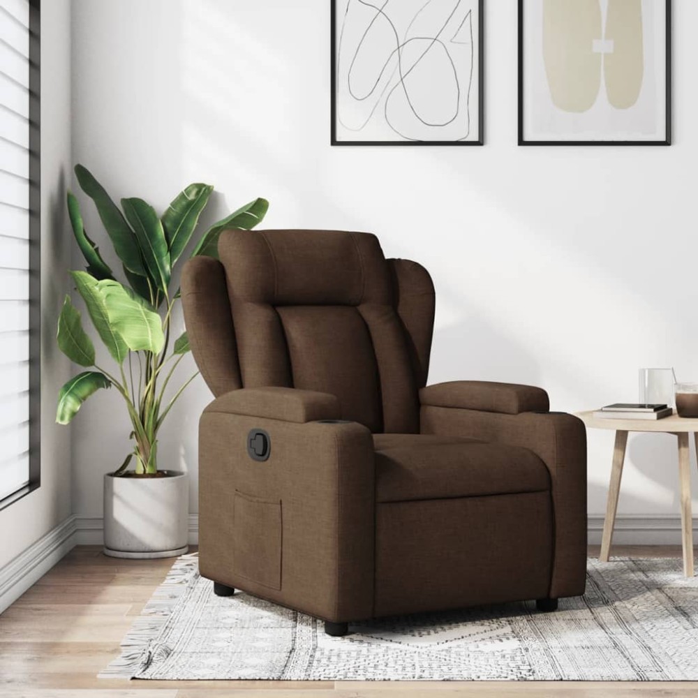 vidaXL Fotoliu rabatabil, maro, material textil