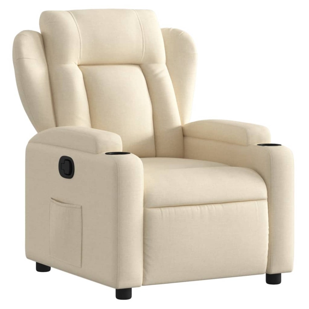 vidaXL Fotoliu rabatabil, crem, material textil
