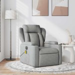 vidaXL Fotoliu de masaj rabatabil, gri deschis, textil vidaXL Fotoliu de masaj rabatabil, gri deschis, textil