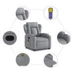vidaXL Fotoliu de masaj rabatabil, gri deschis, textil vidaXL Fotoliu de masaj rabatabil, gri deschis, textil