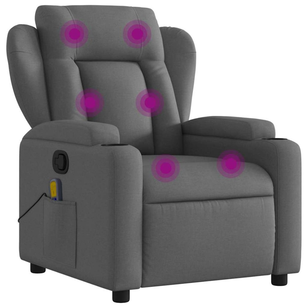 vidaXL Fotoliu de masaj rabatabil, gri închis, material textil