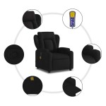 vidaXL Fotoliu de masaj rabatabil, negru, material textil vidaXL Fotoliu de masaj rabatabil, negru, material textil
