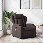 vidaXL Fotoliu de masaj rabatabil, maro închis, material textil vidaXL Fotoliu de masaj rabatabil, maro închis, material textil