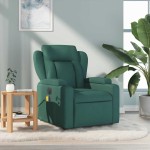 vidaXL Fotoliu de masaj rabatabil, verde închis, material textil vidaXL Fotoliu de masaj rabatabil, verde închis, material textil