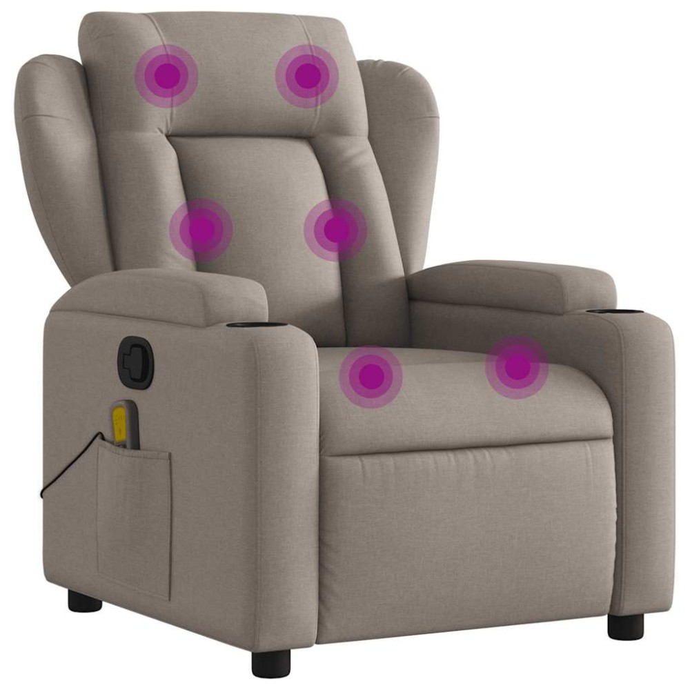 vidaXL Fotoliu de masaj rabatabil, gri taupe, material textil