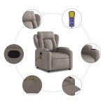 vidaXL Fotoliu de masaj rabatabil, gri taupe, material textil vidaXL Fotoliu de masaj rabatabil, gri taupe, material textil