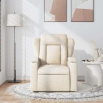 vidaXL Fotoliu rabatabil de masaj, crem, material textil