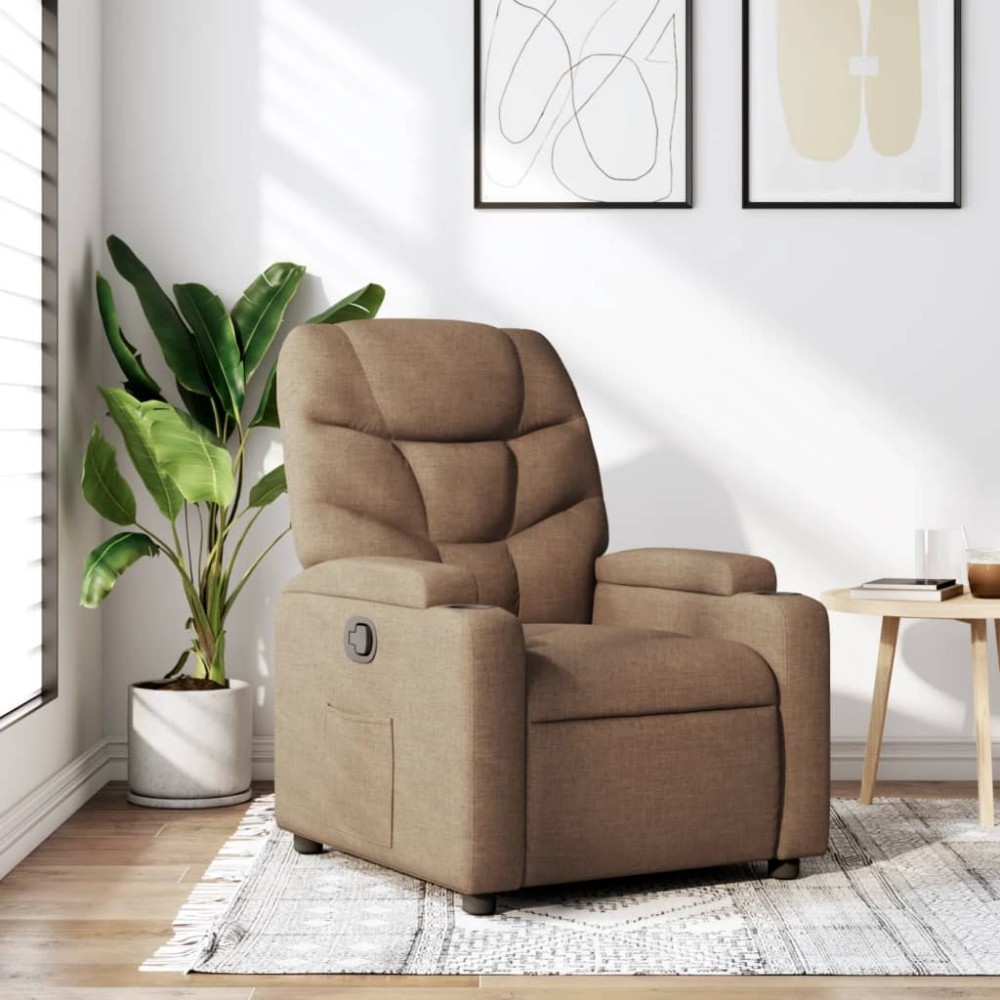 vidaXL Fotoliu rabatabil, maro, material textil