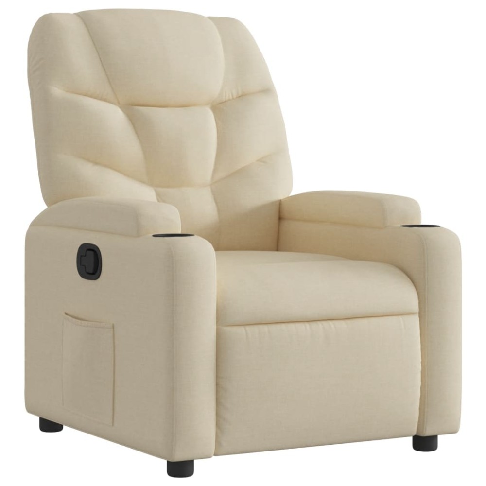 vidaXL Fotoliu rabatabil, crem, material textil